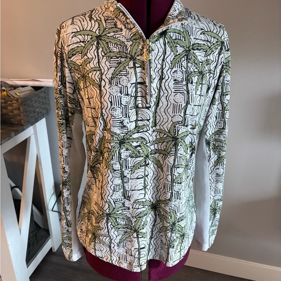 San Soleil UPF 50 Tropical Print Long Sleeve Top size M - Picture 1 of 4